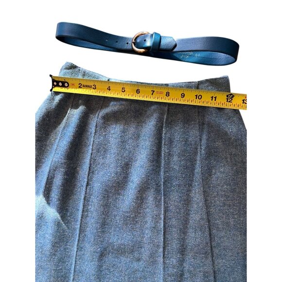 Vtg Koret Of California Wool Skirt Green Blue Teal Belt Size 9/10 Union Made - Picture 15 of 16